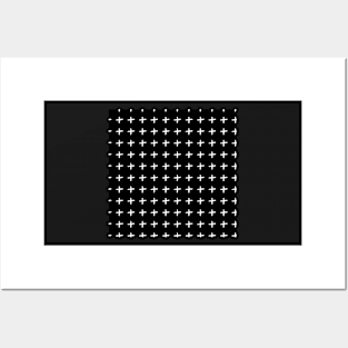 Black pattern with white pluses Posters and Art